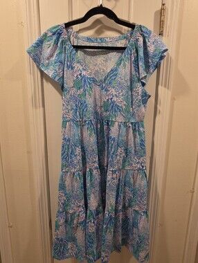 Lilly Pulitzer Kawaii Nwot Tiered Dress Size Smll Strong Current Sea